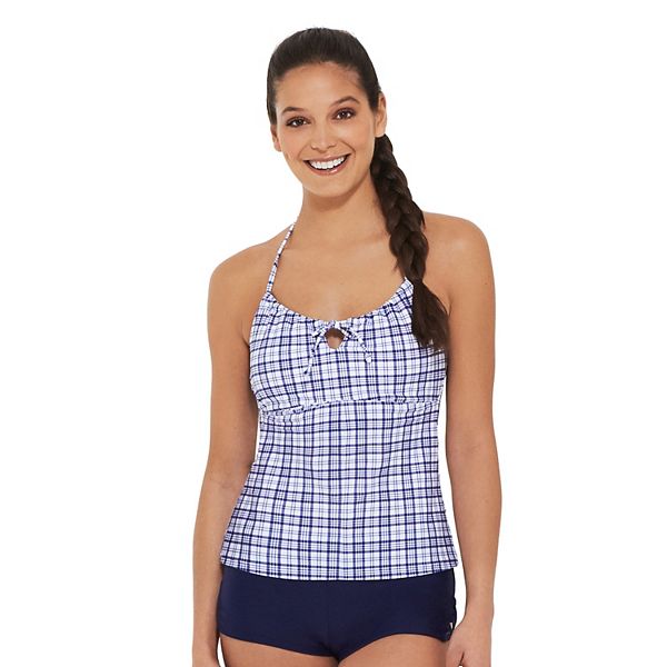 Juniors' SO® Plaid Halter Tankini Top