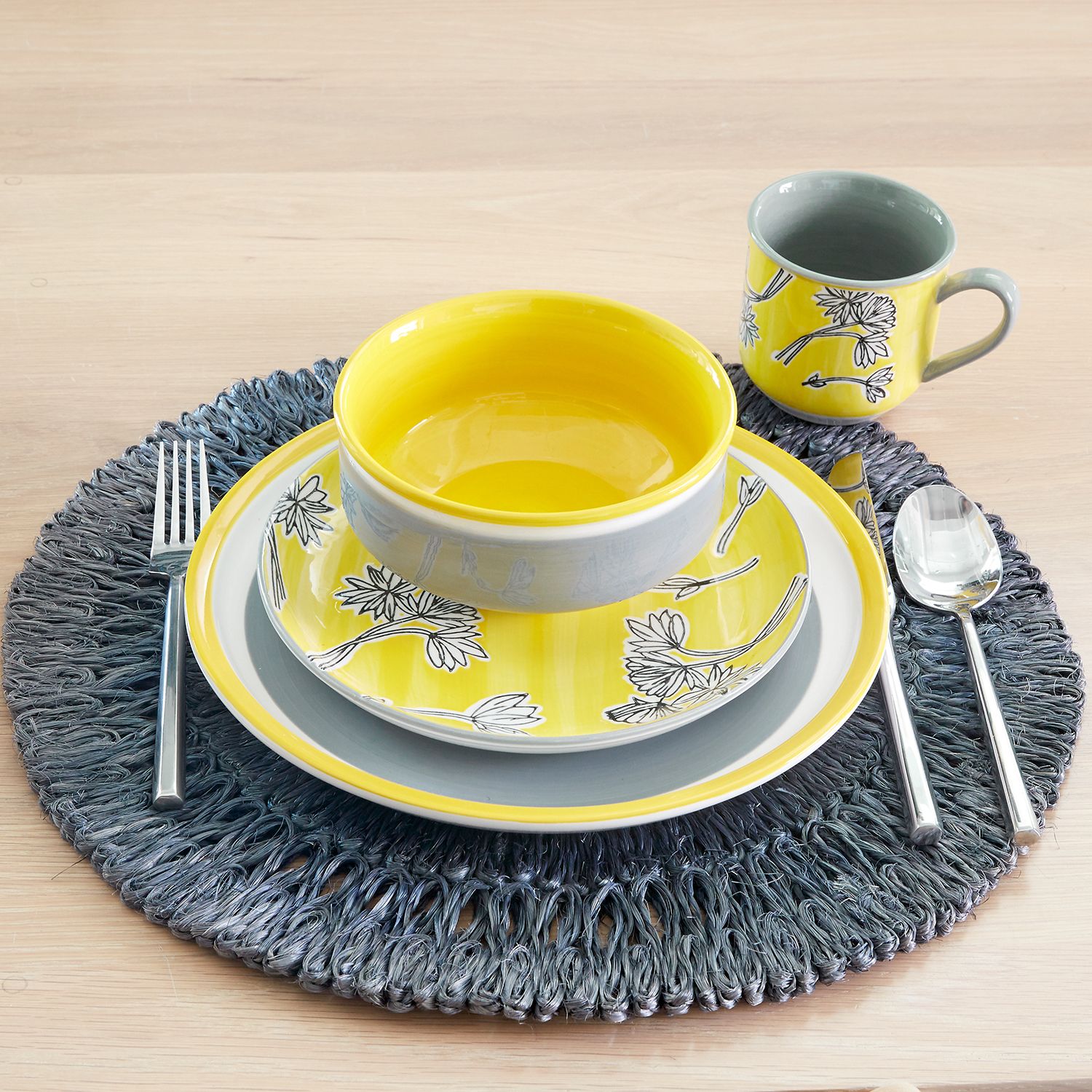 Grey and yellow dinner set best sale