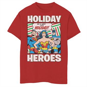Boys 8-20 DC Comics Justice League Holiday Heroes Christmas Graphic Tee