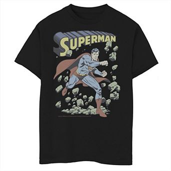 Boys 8-20 DC Comics Superman With Rocks Vintage Poster Graphic Tee