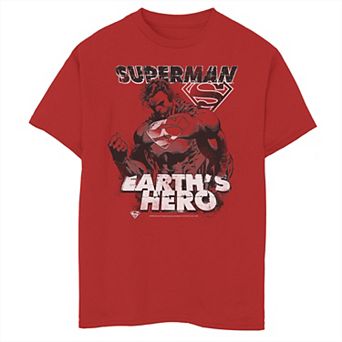 Boys 8-20 DC Comics Superman Earth's Hero Sketched Poster Graphic Tee