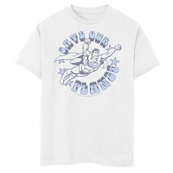 Boys 8-20 DC Comics Superman Save Our Planet Circle Text Poster Graphic Tee