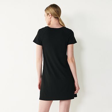 Women's Nine West French-Terry Flutter-Sleeve T-Shirt Dress