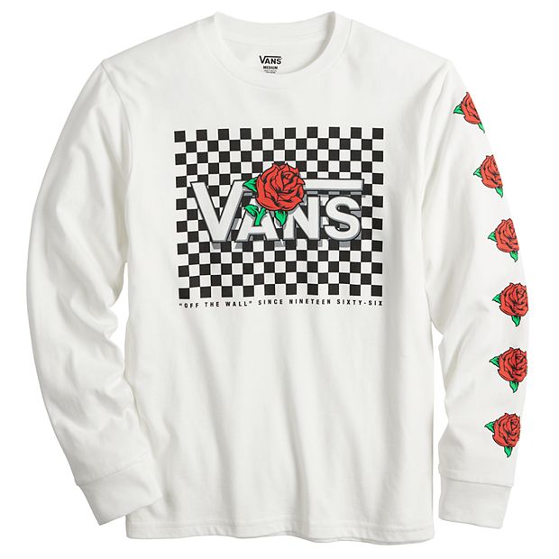 Womens vans rose cheap checkered long sleeve tee