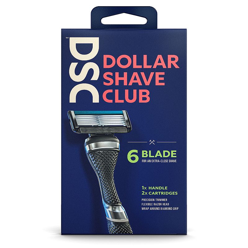Dollar Shave Club 6-Blade Razor Starter Set, 1 handle, 2x 6-blade cartridges