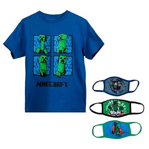 Boys 8 20 Minecraft Graphic Tee Face Mask Set - roblox mask off minecraft
