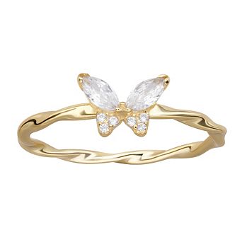 PRIMROSE Sterling Silver Cubic Zirconia Butterfly Ring