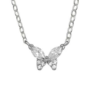PRIMROSE Sterling Silver Cubic Zirconia Butterfly Necklace