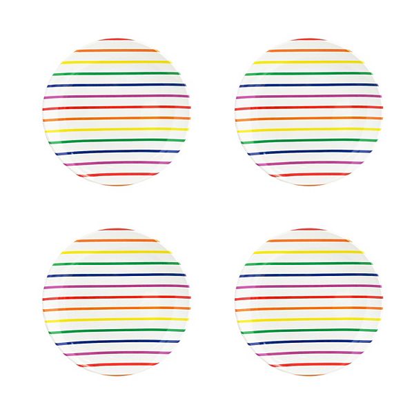Windhorse Rainbow Striped Hoops Dinner Plate 26 Centimetre Grade B Imperfect 2 Plates