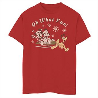 Disney's Mickey Mouse Boys 8-20 Minnie And Pluto Oh What Fun Christmas Sled Graphic Tee