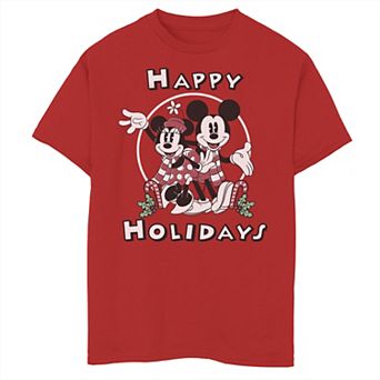 Disney's Mickey Mouse & Minnie Mouse Boys 8-20 Happy Holidays Christmas Graphic Tee