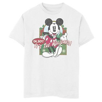 Disney's Mickey Mouse Boys 8-20 Mouse Oh Boy It's The Holidays Christmas Graphic Tee