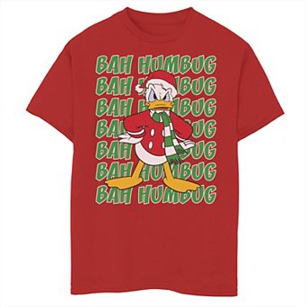 Disney's Donald Duck Boys 8-20 Bah Humbug Christmas Text Stack Graphic Tee