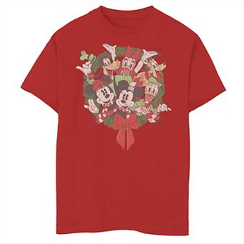 Disney Boys 8-20 Group Shot Christmas Wreath Graphic Tee