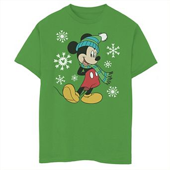 Disney's Mickey Mouse Boys 8-20 Mouse Holiday Snowflakes Portrait Christmas Graphic Tee