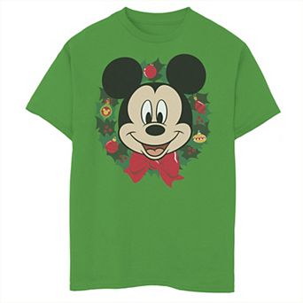 Disney's Mickey Mouse Boys 8-20 Mouse Christmas Wreath Portrait Graphic Tee
