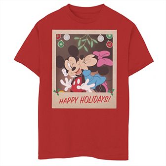 Disney's Mickey Mouse Boys 8-20 And Minnie Happy Holidays Christmas Portrait Graphic Tee