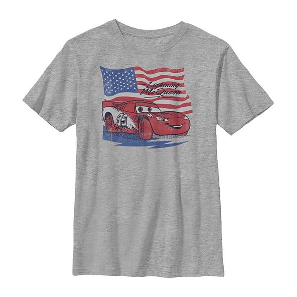 Disney / Pixar's Cars Boys 8-20 US Flag Lightning McQueen Retro Graphic Tee