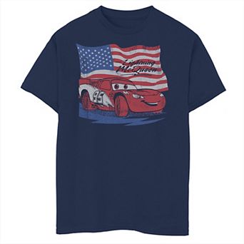 Disney / Pixar's Cars Boys 8-20 US Flag Lightning McQueen Retro Graphic Tee