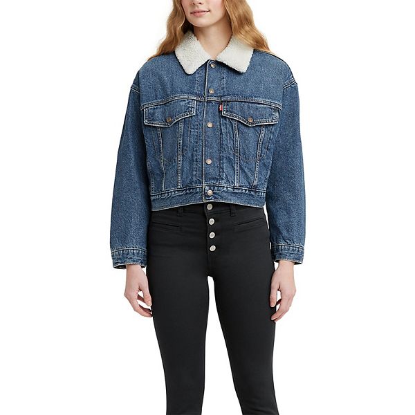 Women's Levi's® Cropped Loose Sherpa Trucker Jacket