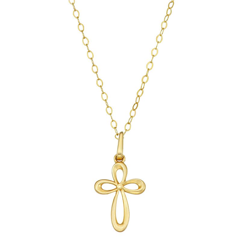 Charming Girl 14k Gold Free-Form Cross Pendant Necklace, Womens, Size: 15
