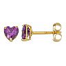 Charming Girl 14k Gold Purple Cubic Zirconia Heart Stud Earrings