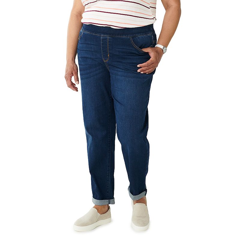 Plus Size Croft & Barrow Pull-On Girlfriend Jeans, Womens, Size: 16 W, Blu