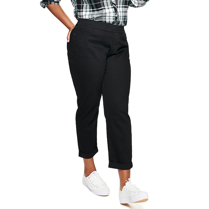 Plus Size Croft & Barrow Pull-On Girlfriend Jeans, Womens, Size: 16 W, Bla