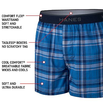 Boys 4-20 Hanes® 4 Pack Ultimate Comfort Flex Assorted Plaids Boxers Underwear