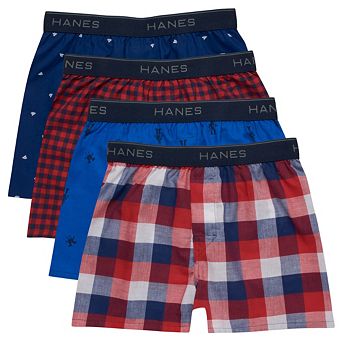 Boys 4-20 Hanes® 4 Pack Ultimate Woven Assorted Boxers Underwear with Comfort Flex Waistband