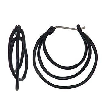 Simply Vera Vera Wang Jet Tone Three-Row Hoop Earrings