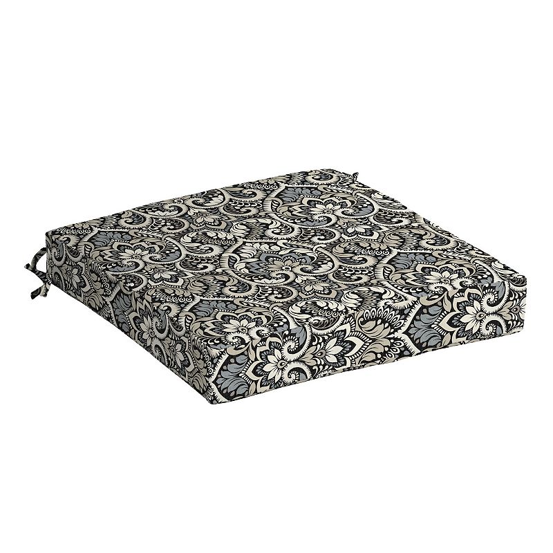 Arden Selections Aurora Damask Outdoor Seat Cushion, Black, 21X21