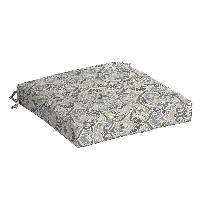 Arden Selections Aurora Damask Outdoor Seat Cushion, Grey, 21X21