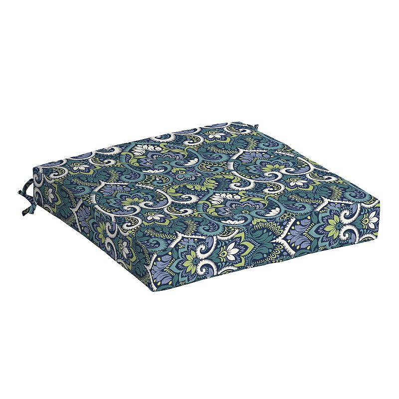 Arden Selections Aurora Damask Outdoor Seat Cushion, Blue, 21X21