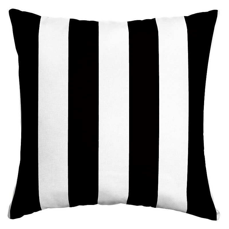 Arden Selections Cabana Stripe Outdoor Square Pillow, Black, 16X16