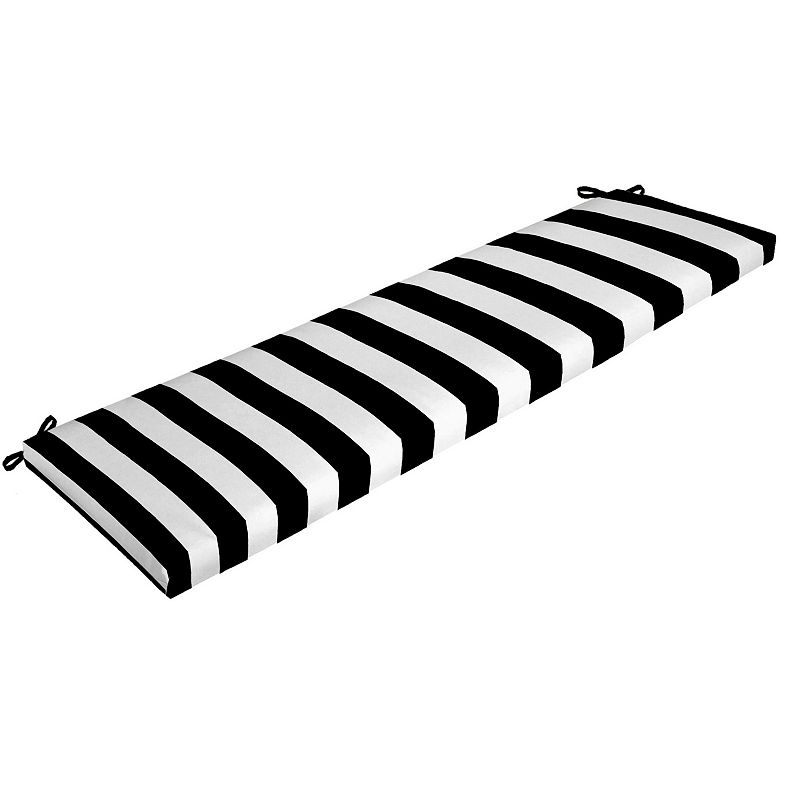 Arden Selections Cabana Stripe Outdoor Bench Cushion, Black, 17X46