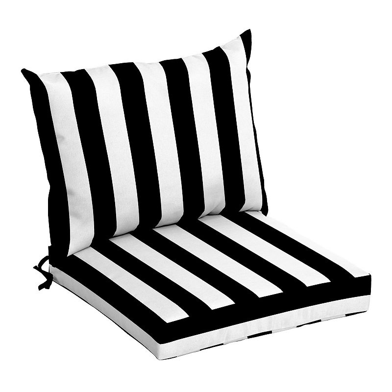 Arden Selections Outdoor Cushion Pillow Back 21 x 21  Black Cabana Stripe