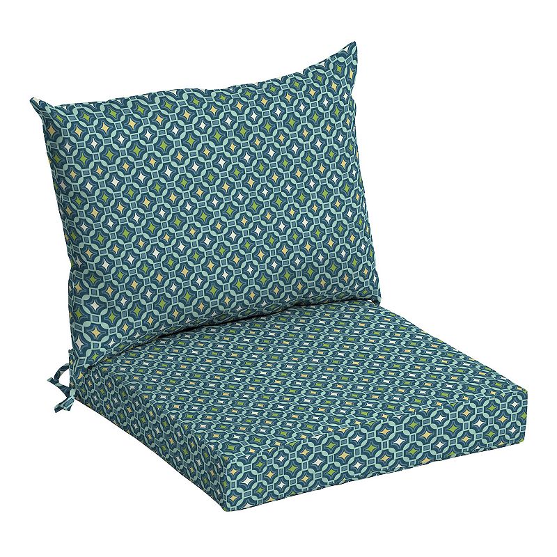 Arden Selections Alana Tile Outdoor Dining Chair Cushion Set, Blue, 21X21