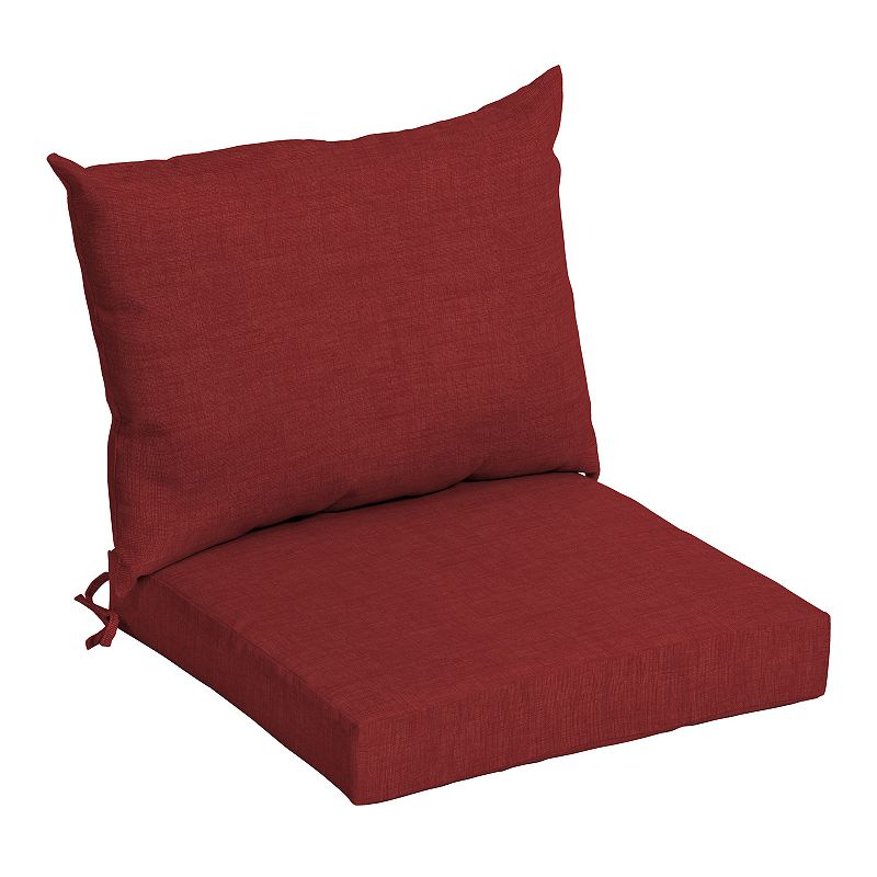 Arden 23"x17" Outdoor Dining Chair Cushion Set Ruby Red Leala Texture: Fade & Water-Resistant, Zipper Closure