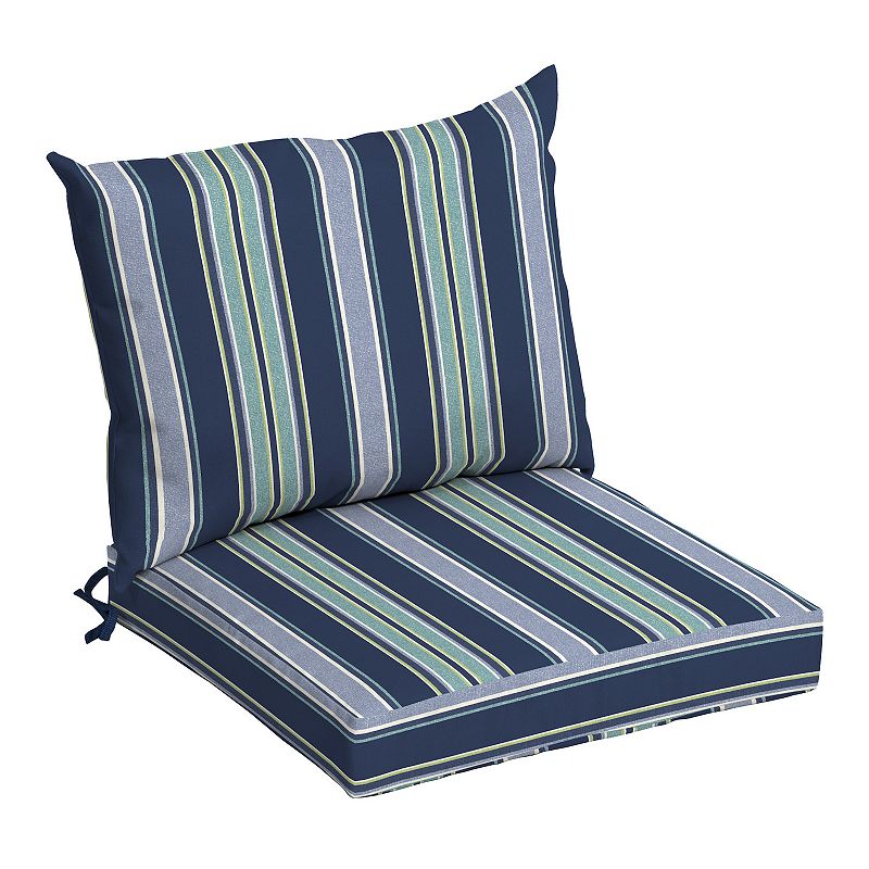 Arden Selections Aurora Stripe Outdoor Dining Chair Cushion Set, Blue, 21X2
