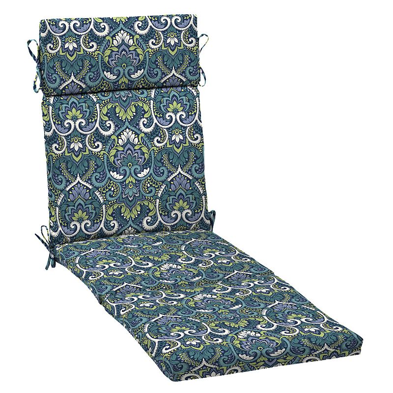 Arden Selections Aurora Damask Outdoor Chaise Lounge Cushion, Blue, 72X21