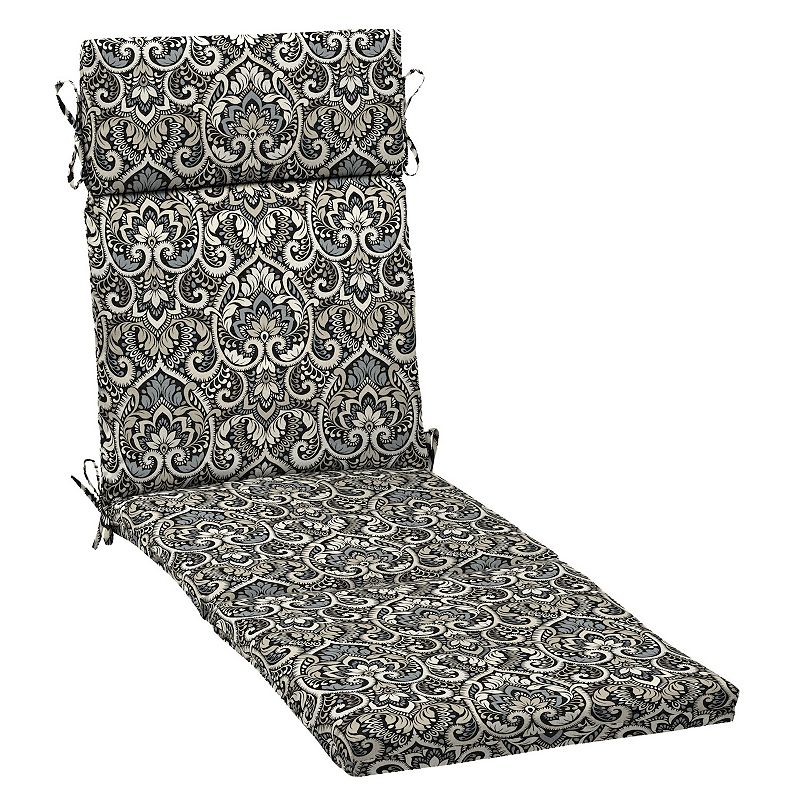 Arden Selections Aurora Damask Outdoor Chaise Lounge Cushion, Black, 72X21