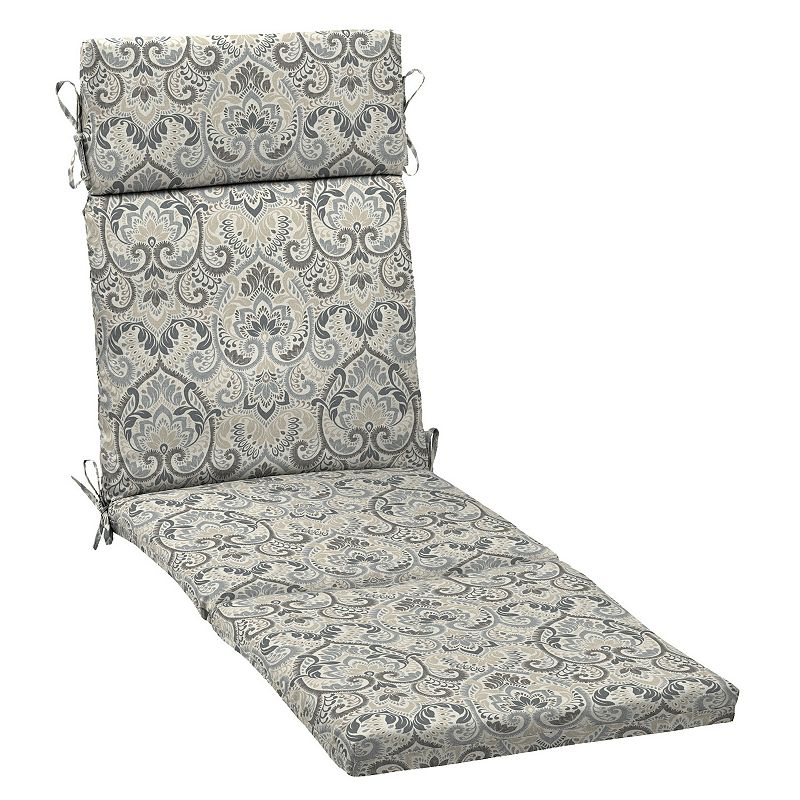 Arden Selections Aurora Damask Outdoor Chaise Lounge Cushion, Grey, 72X21