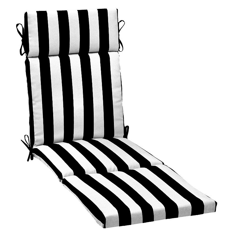 Arden Selections Cabana Stripe Outdoor Chaise Lounge Cushion, Black, 72X21