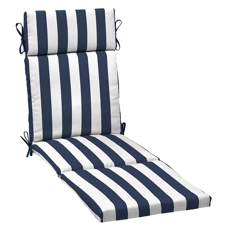 Arden Selections Cabana Stripe Outdoor Chaise Lounge Cushion, Blue, 72X21