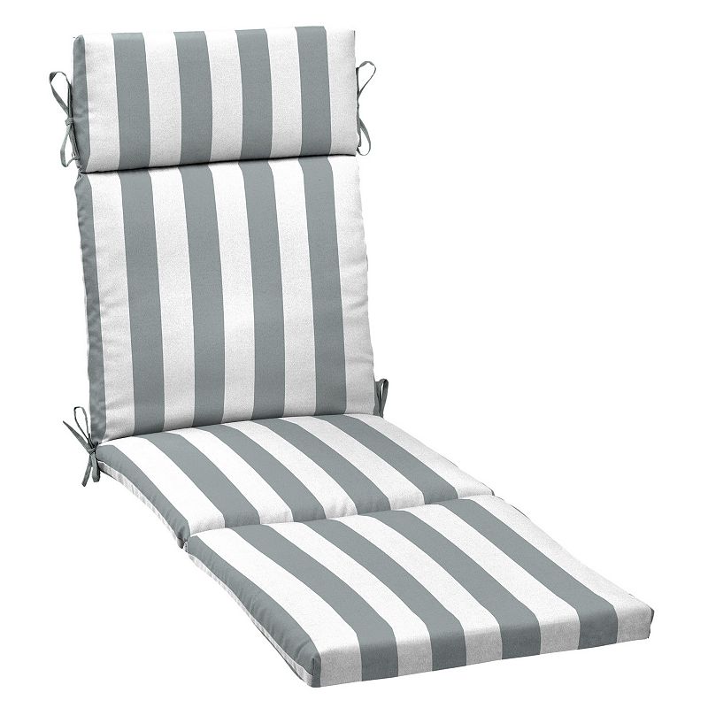 Arden Selections Cabana Stripe Outdoor Chaise Lounge Cushion, Grey, 72X21