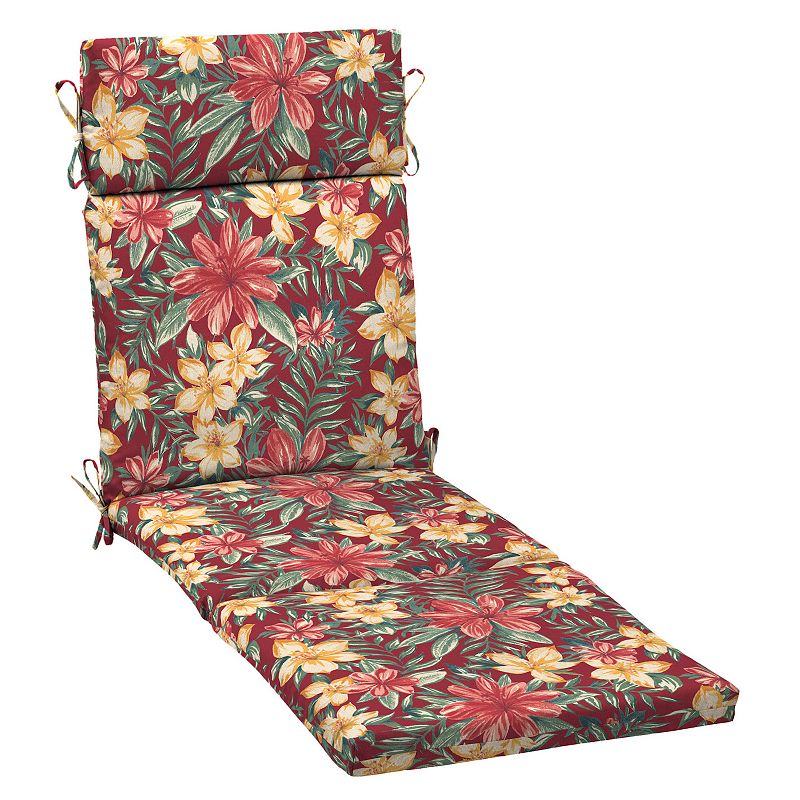 Arden Selections Ditsy Floral Outdoor Chaise Lounge Cushion, Red, 72X21