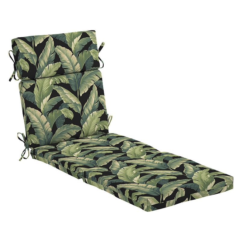 Arden Selections Ashland Jacobean Outdoor Chaise Lounge Cushion, Black, 77X
