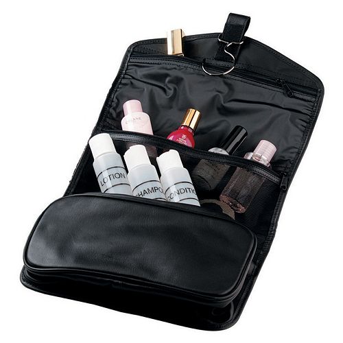 Royce Leather Hanging Toiletry Bag & Travel Bottles