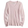 Petite Croft & Barrow® The Classic Cable-Knit V-Neck Sweater